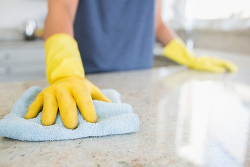 Team member reviewing safety procedures before cleaning